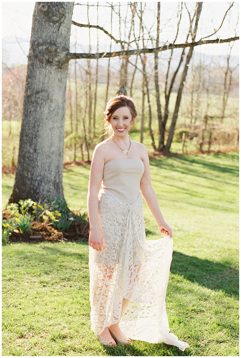 Bridal inspiration at The Farm, Asheville, North Carolina, Judith March Bridesmaids dress, Film photography