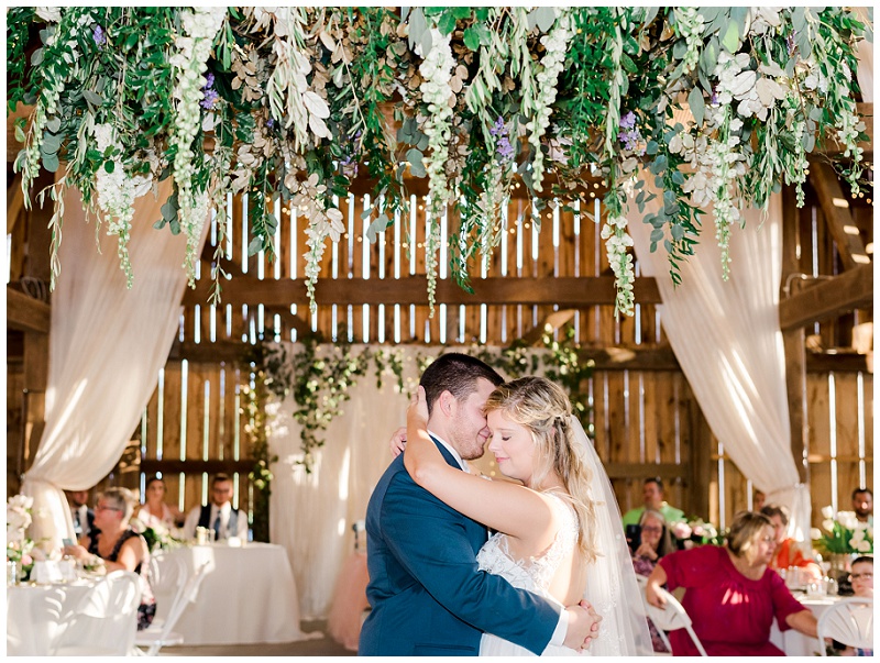 elegant barn wedding, floral chandelier, Barn Venues in East TN