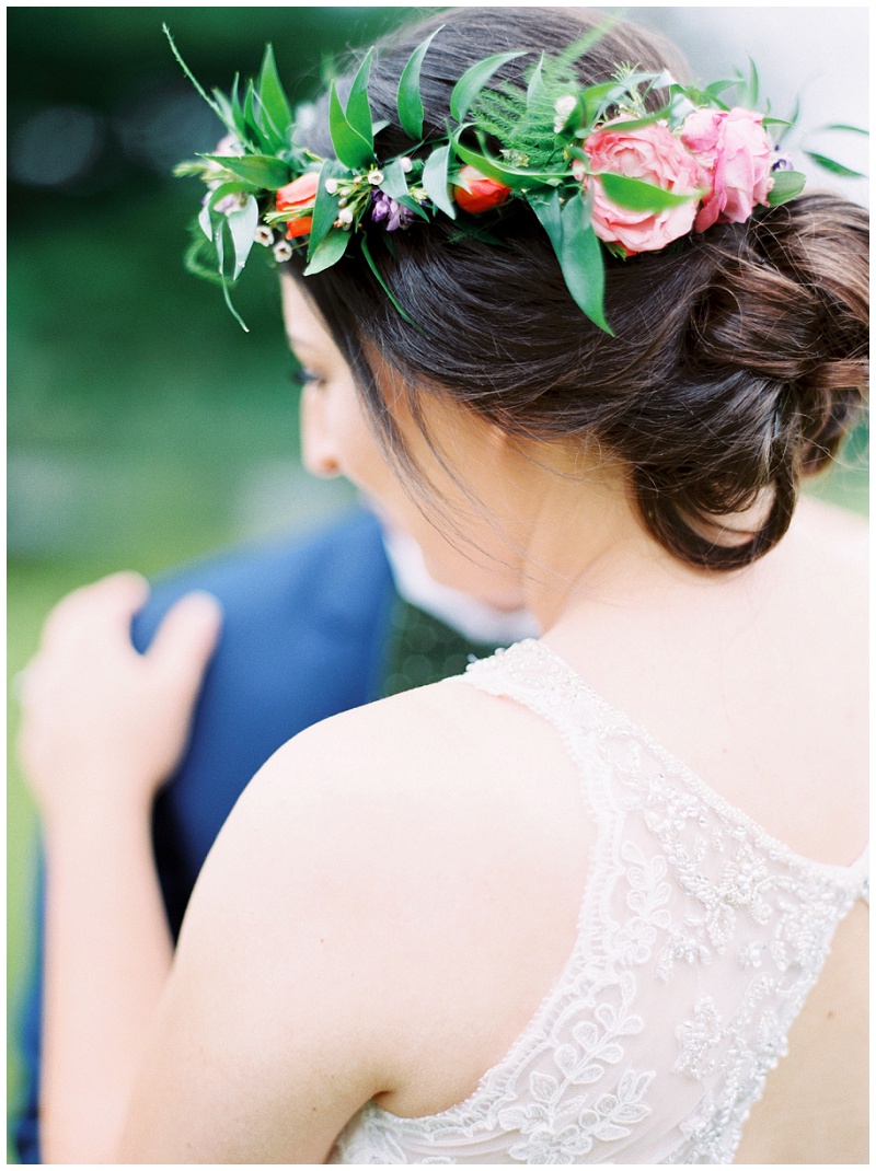 bride flower crown, Jonesborough TN Storybrook Farm Wedding, Johnson city wedding photographer