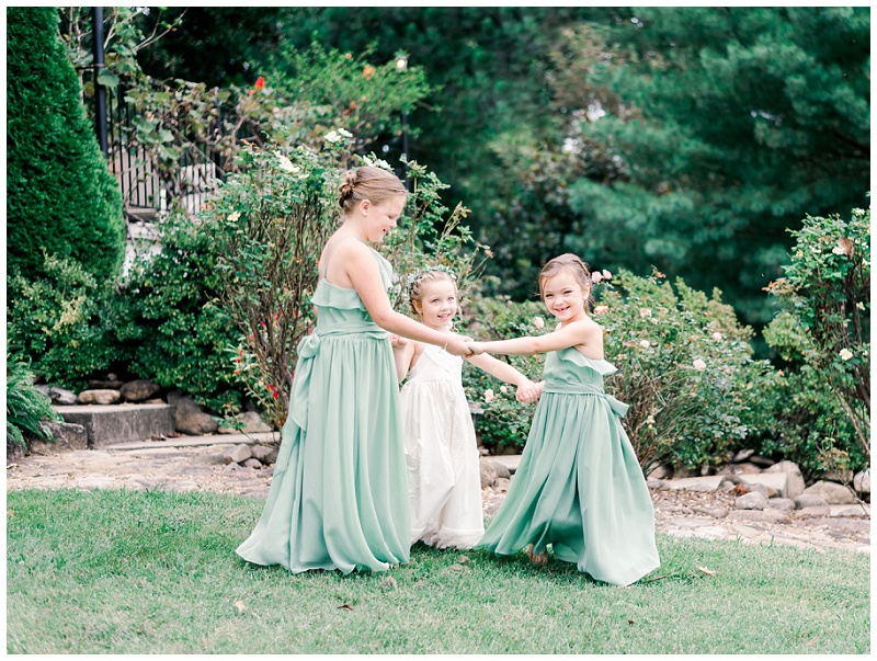 sage green junior bridesmaids dresses, Jonesborough TN Storybrook Farm Wedding, Johnson city wedding photographer