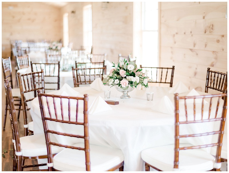 The Homeplace at Johnston Farm Wedding, pink wedding reception decor, elegant barn wedding ideas