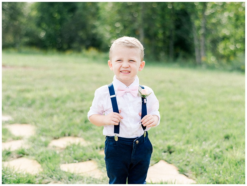 The Homeplace at Johnston Farm Wedding, ring bearer suspenders, Knoxville barn wedding venues