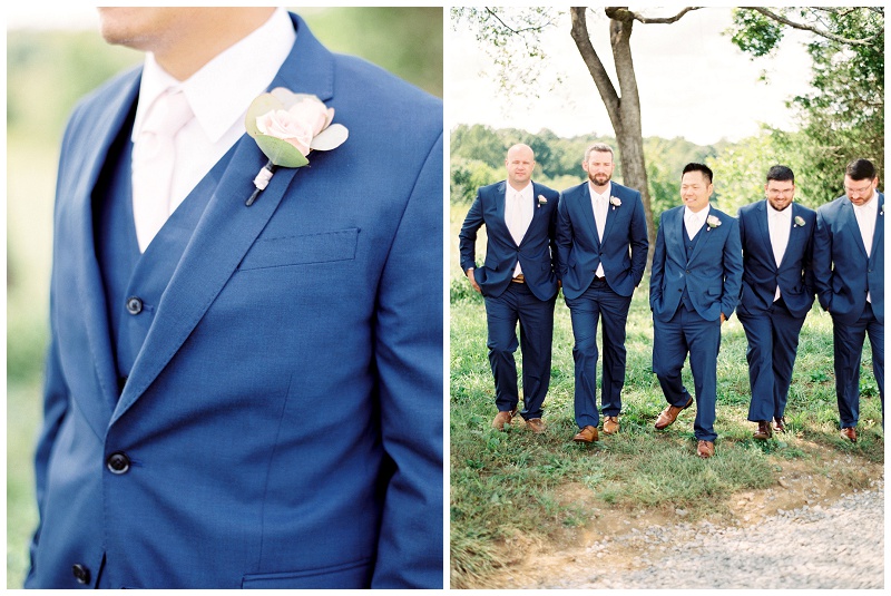 The Homeplace at Johnston Farm Wedding, navy groom suits, Knoxville barn wedding venues