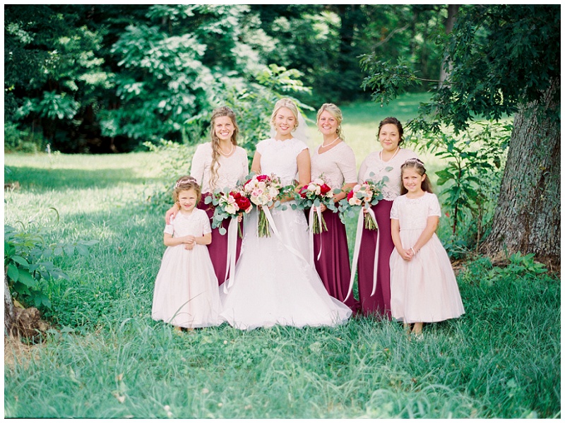 dark pink bridesmaids dresses, Wedding at Grace Meadows Farm