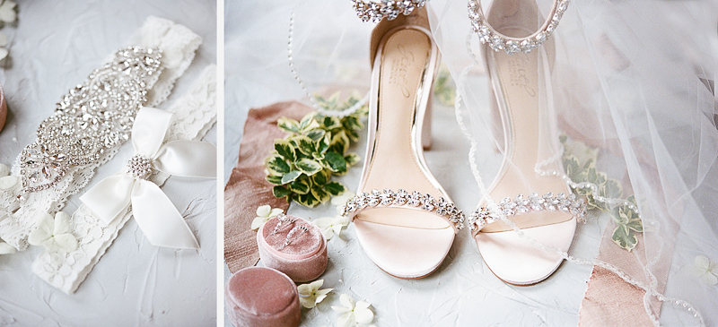 Bride's shoes and accessories for her wedding day.