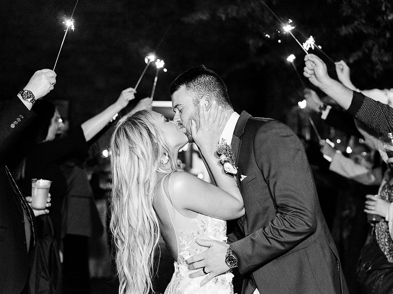 A Chateau Selah wedding night coming to a close with a sparkler exit. 